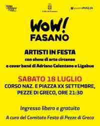 ARTISTI IN FESTA con show di arte circense e cover band di Adriano Celentano e Ligabue
