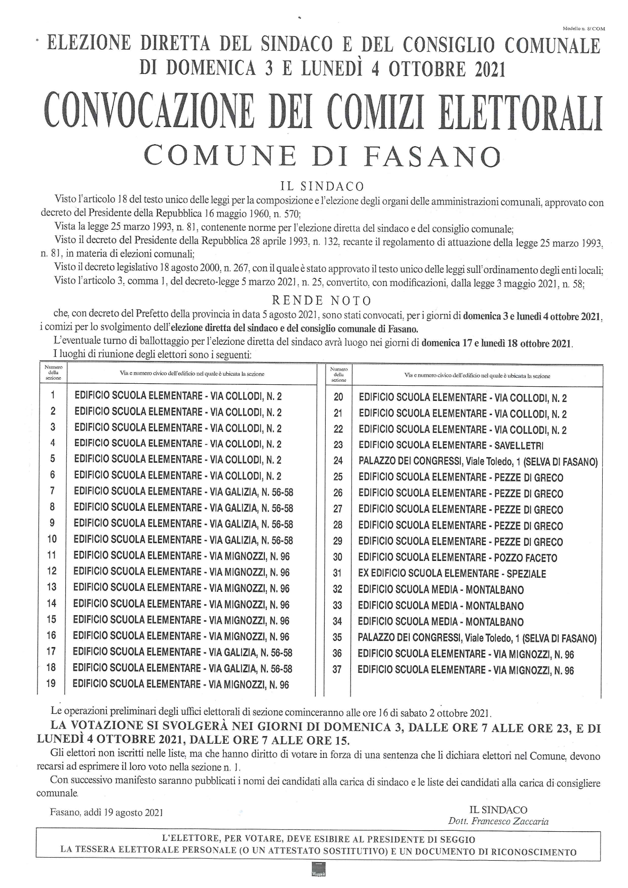 convocazione comizi elettorali